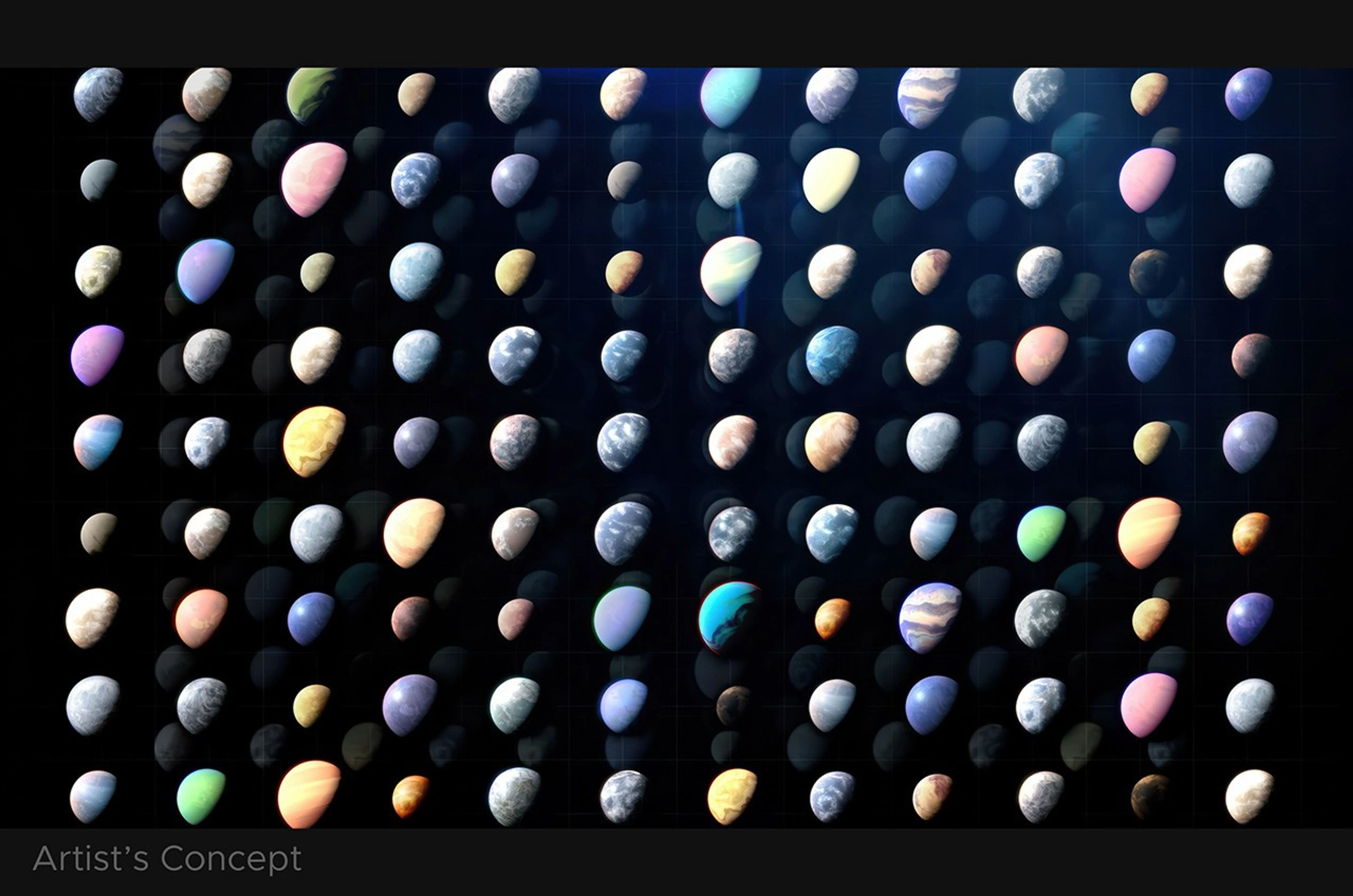 Artist's rendering of diverse exoplanets